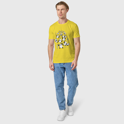 Мужская футболка хлопок Драка панд, цвет желтый - фото 5