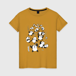 Женская футболка хлопок Драка панд