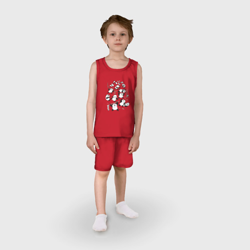 Детская пижама с шортами хлопок Драка панд, цвет красный - фото 3