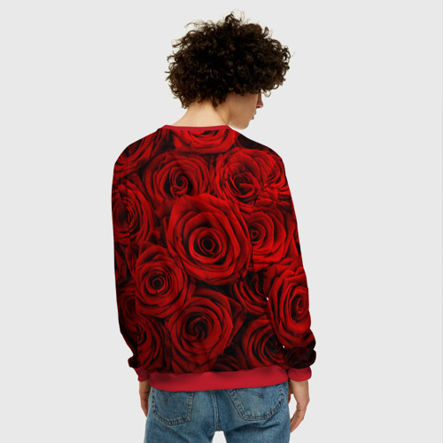Мужской свитшот 3D с принтом Красные розы, вид сзади #2
