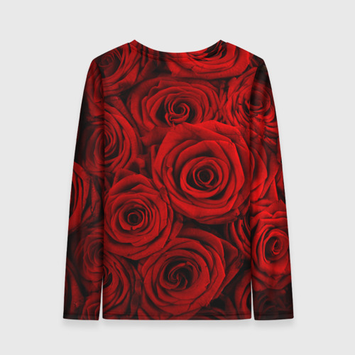 Женский лонгслив 3D с принтом Красные розы, вид сзади #1