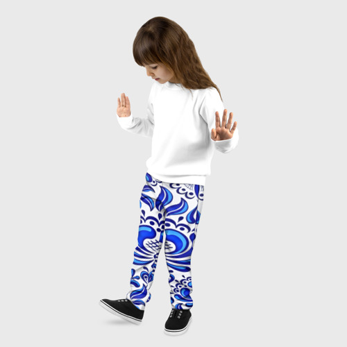 Детские брюки 3D с принтом Роспись гжель, фото на моделе #1