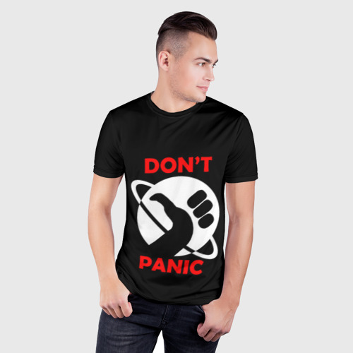 Мужская футболка 3D Slim Don't panic, цвет 3D печать - фото 3