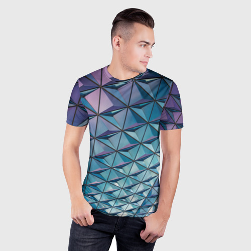 Мужская футболка 3D Slim Текстура Polygonal, цвет 3D печать - фото 3