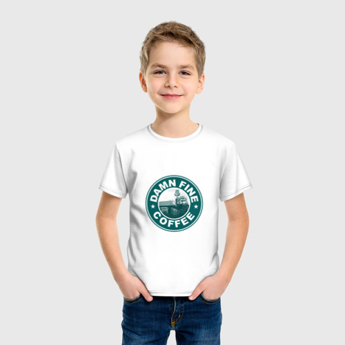 Детская футболка хлопок Damn Fine Coffee, цвет белый - фото 3