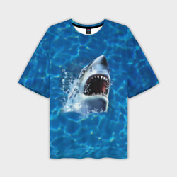 Мужская футболка oversize 3D Пасть акулы