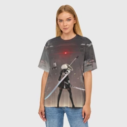 Женская футболка oversize 3D Мечница 2B: Nier - фото 2