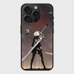 Чехол силиконовый для Apple iPhone 15 Pro матовый Мечница 2B: Nier