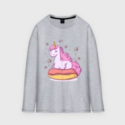 Женский лонгслив oversize хлопок Единорог