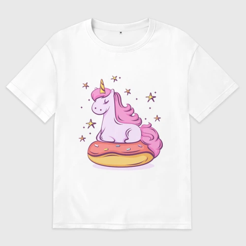 Мужская футболка хлопок Oversize Единорог