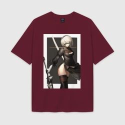 Женская футболка Oversize хлопок texturе Nier Automata