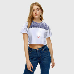 Женская футболка Crop-top 3D Лисичка уходит из леса - фото 2