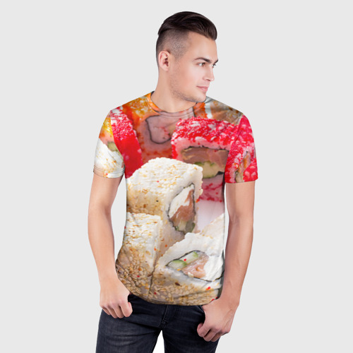 Мужская футболка 3D Slim Роллы, цвет 3D печать - фото 3