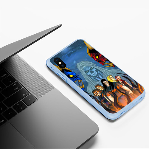 Чехол для iPhone XS Max матовый Metalocalypse Dethklok 1, цвет голубой - фото 5