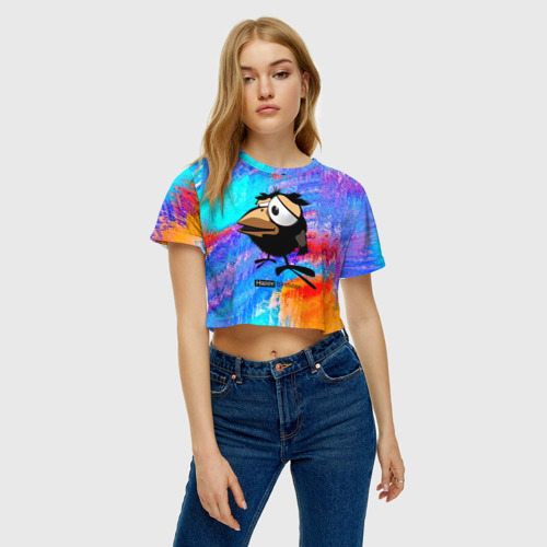 Женская футболка Crop-top 3D birthday gift?, цвет 3D печать - фото 4