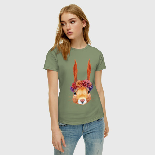 Женская футболка хлопок Белка, цвет авокадо - фото 3