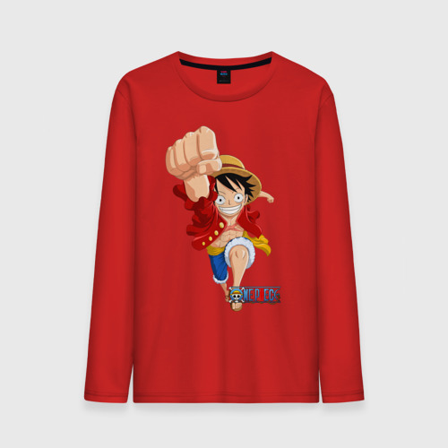 Мужской лонгслив хлопок ONE PIECE. Монки врывается!, цвет красный