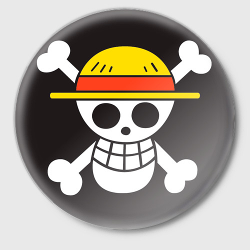 Значок с принтом Пират в соломенной шляпе, вид спереди №1