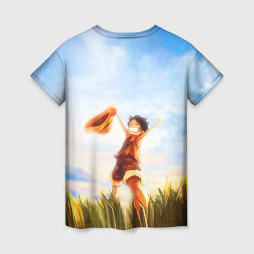 Женская футболка 3D с принтом Жизнерадостный МОНКИ в поле, вид сзади #1