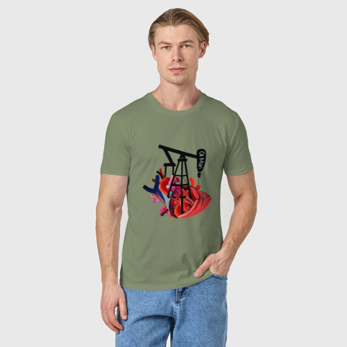Мужская футболка хлопок Сердце нефтяника, цвет авокадо - фото 3