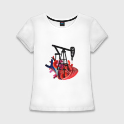 Женская футболка хлопок Slim Сердце нефтяника