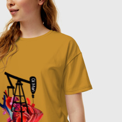 Женская футболка хлопок Oversize Сердце нефтяника - фото 2