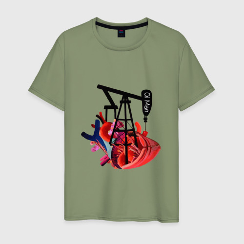 Мужская футболка хлопок Сердце нефтяника, цвет авокадо