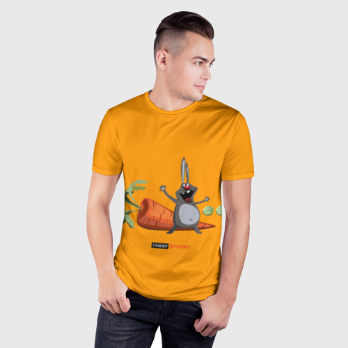 Мужская футболка 3D Slim Кролик и день рождения!, цвет 3D печать - фото 3
