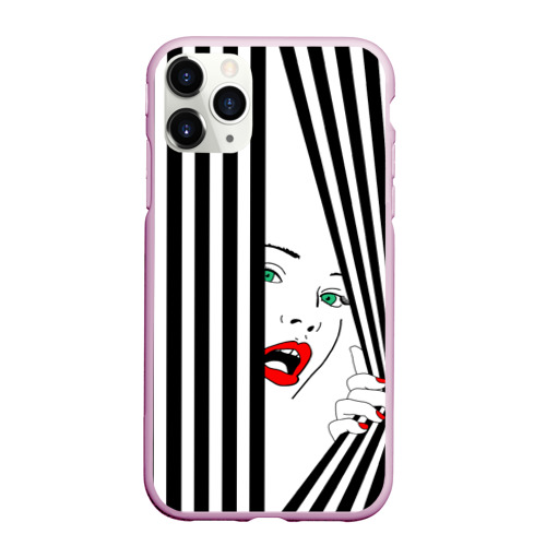 Чехол для iPhone 11 Pro Max матовый Pop art girl, цвет розовый