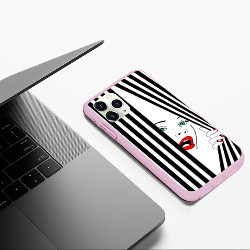 Чехол для iPhone 11 Pro Max матовый Pop art girl, цвет розовый - фото 5