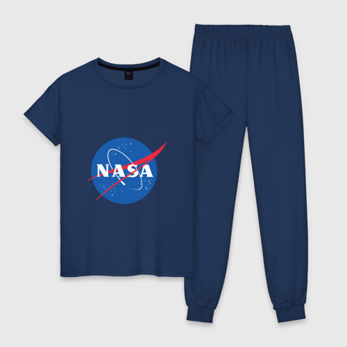 Женская пижама хлопок NASA лого, цвет темно-синий