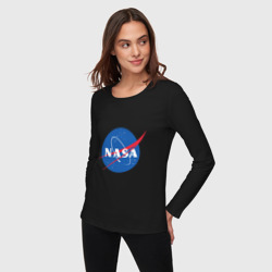 Женский лонгслив хлопок NASA лого - фото 2