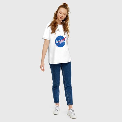 Женская футболка хлопок Oversize NASA лого - фото 5