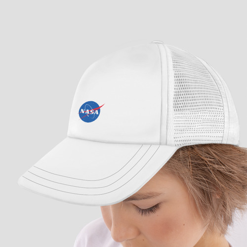 Детская кепка тракер NASA лого, цвет белый - фото 4
