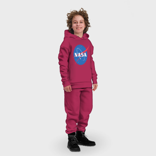 Детский костюм хлопок Oversize NASA лого, цвет маджента - фото 3