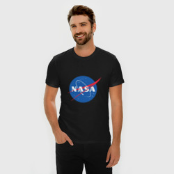 Мужская футболка хлопок Slim NASA лого - фото 2