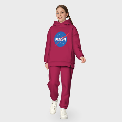 Детский костюм хлопок Oversize NASA лого, цвет маджента - фото 5