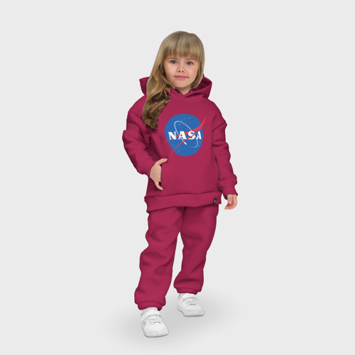 Детский костюм хлопок Oversize NASA лого, цвет маджента - фото 7