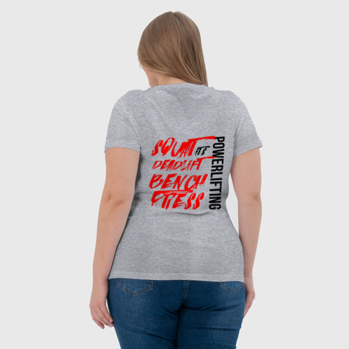 Женская футболка хлопок Пауэрлифтинг - силовое троеборье, цвет меланж - фото 7