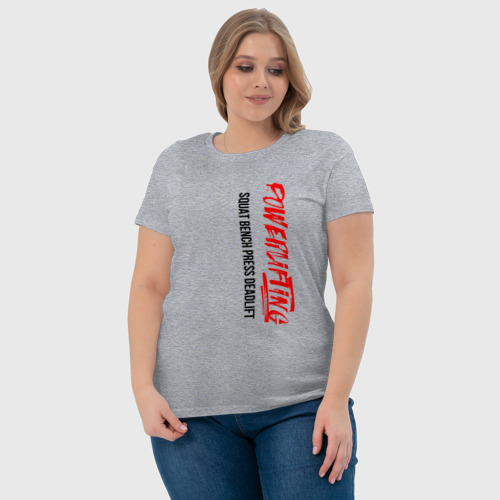 Женская футболка хлопок Пауэрлифтинг - силовое троеборье, цвет меланж - фото 6