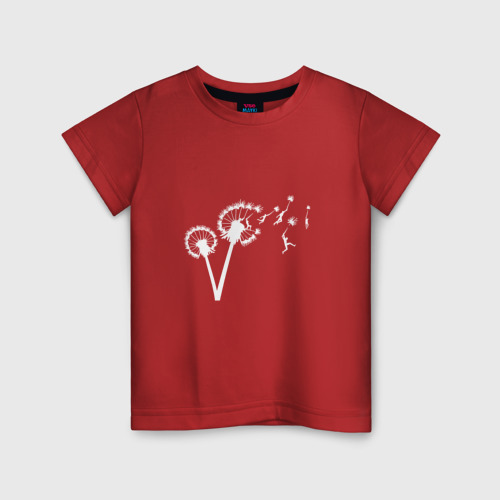 Детская футболка хлопок Одуванчик и человечки, цвет красный