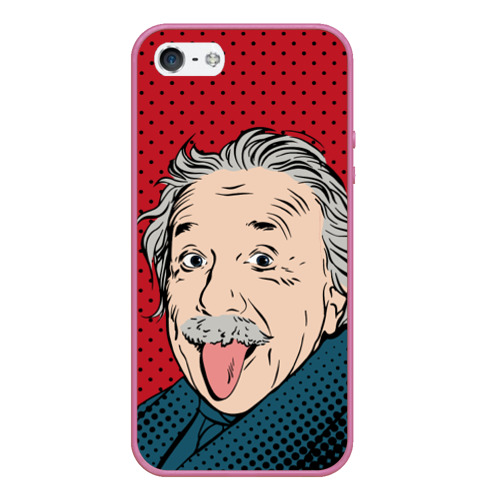 Чехол для iPhone 5/5S матовый Pop art физик, цвет малиновый