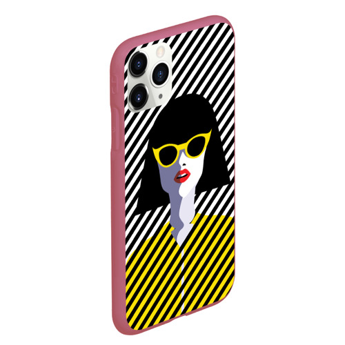 Чехол для iPhone 11 Pro Max матовый Pop art girl, цвет малиновый - фото 3