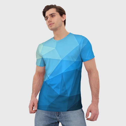 Мужская футболка 3D geometric blue, цвет 3D печать - фото 3