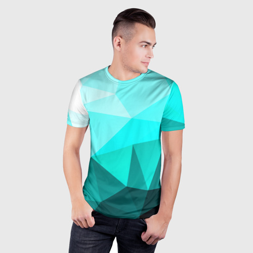 Мужская футболка 3D Slim Green geometric, цвет 3D печать - фото 3