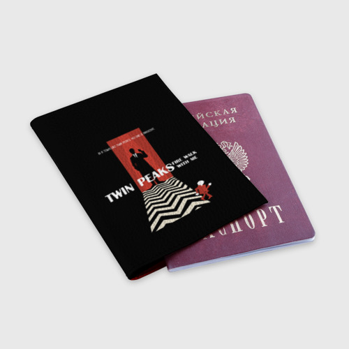 Обложка для паспорта матовая кожа Twin Peaks, цвет красный - фото 3