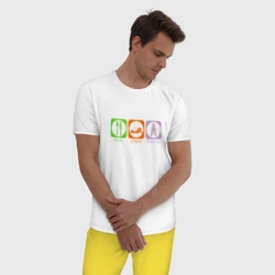 Мужская пижама с белой футболкой хлопок Есть, спать, бурить - фото 2