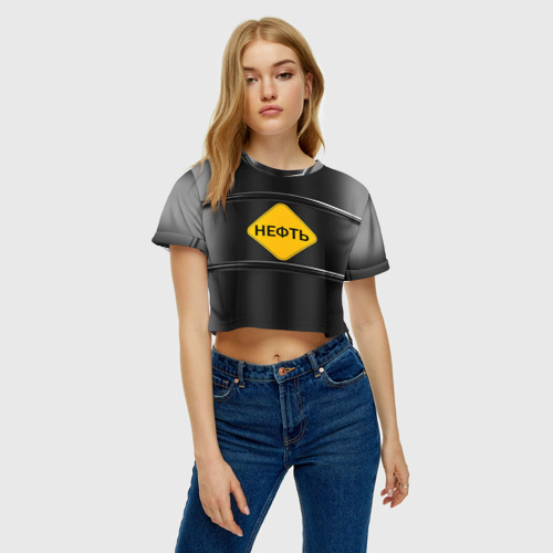 Женская футболка Crop-top 3D Нефть, цвет 3D печать - фото 4