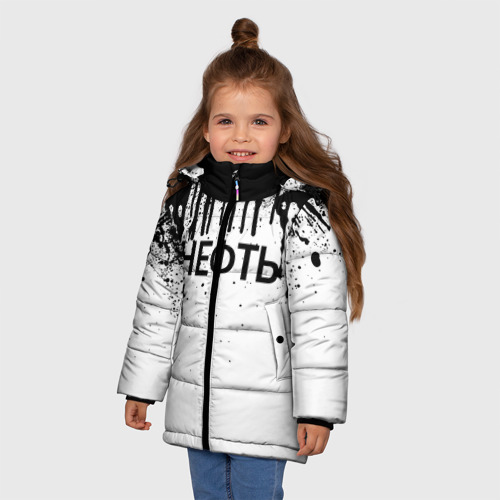 Зимняя куртка для девочек 3D Нефть, цвет черный - фото 3