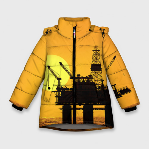 Зимняя куртка для девочек 3D Закат, цвет светло-серый